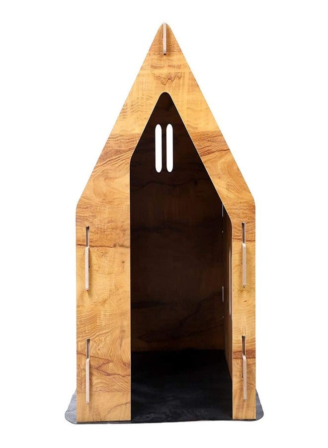 Keebori Pet House for Dogs Large Wooden Dog House for Small Medium Dog Foldable Wooden Dog House Cat House with Foldable Mat and Roof (Beige, Small) - Image 4
